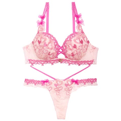 【明日花キララプロデュース/WhipBunny】 メルティトゥインクルハートブラ＆Tバック/スイートピンク(スイートピンク-B65/ショーツM)