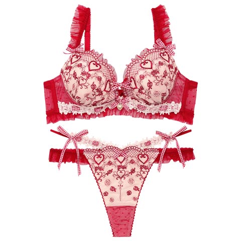 【明日花キララプロデュース/WhipBunny】Romantique Fille Bra&T-back/ ロマンティックフィーユブラ＆Tバック(ルージュ・エ・ローズ-B65/ショーツM)