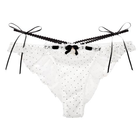 【明日花キララプロデュース/WhipBunny】Flocky Dot Girly Shorts / フロッキードットガーリーショーツ(フレンチホワイト/フルバック-M)