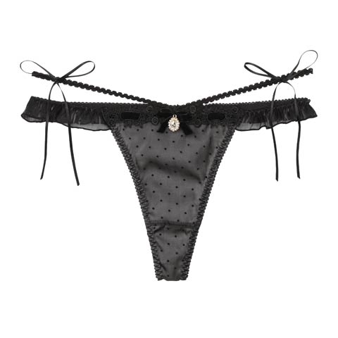 【明日花キララプロデュース/WhipBunny】Flocky Dot Girly Shorts / フロッキードットガーリーショーツ(フレンチブラック/Tバック-M)