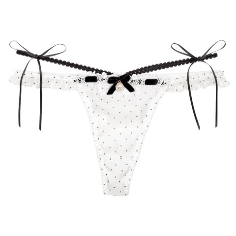 【明日花キララプロデュース/WhipBunny】Flocky Dot Girly Shorts / フロッキードットガーリーショーツ(フレンチホワイト/Tバック-M)