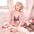 【明日花キララプロデュース/WhipBunny】Romance Lace Up Bra&T-back / Pink ロマンスレースアップブラ&Tバックショーツ / ピンク