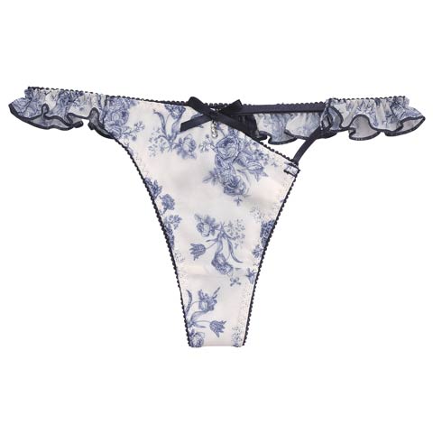 Toile de Jouy Frill Chiffon Shorts/T-back トワルドジュイフリルシフォンショーツ/Tバック(ネイビー/Tバック-M)