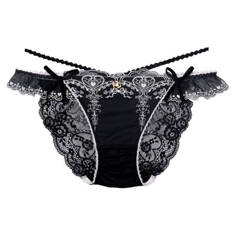 【明日花キララプロデュース/WhipBunny】Antique Ribbon Heart Shorts / アンティークリボンハートショーツ(ロイヤルブラック/フルバック-M)