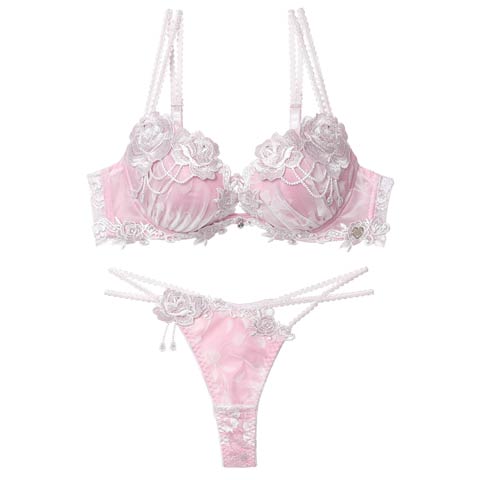 10/24新作!【明日花キララプロデュース/WhipBunny】Noble Flocky Rose Bra&T-back / ノーブルフロッキーローズブラ＆Tバック(ホワイトフロッキー-B65/ショーツM)