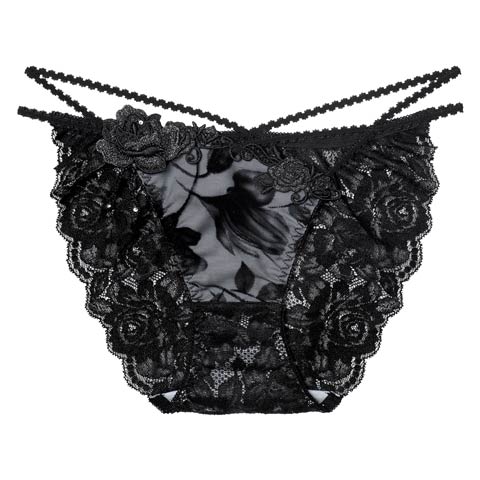 10/24新作!【明日花キララプロデュース/WhipBunny】Noble Flocky Rose Shorts / ノーブルフロッキーローズショーツ(ブラックフロッキー/フルバック-M)