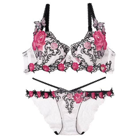 10/3新作!【明日花キララプロデュース/WhipBunny】Gothic Butterfly Bloom Bra&Shorts / ゴシックバタフライブルームブラ＆ショーツ(モノクロームバタフライ-B65/ショーツM)