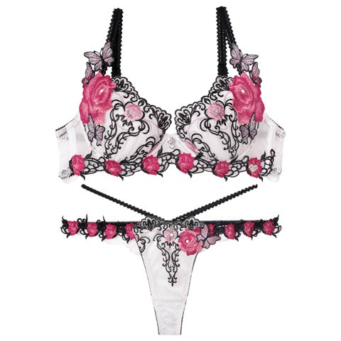 10/3新作!【明日花キララプロデュース/WhipBunny】Gothic Butterfly Bloom Bra&T-back / ゴシックバタフライブルームブラ＆Tバック［週替］[スーパーセール](モノクロームバタフライ-B65/ショーツM)