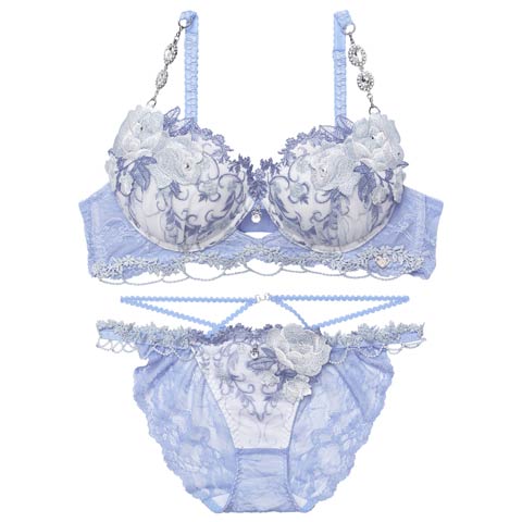 12/19新作!【明日花キララプロデュース/WhipBunny】Princess Ivy Rose Bra&Shorts / プリンセスアイビーローズブラ＆ショーツ(シャインブルー-B65/ショーツM)