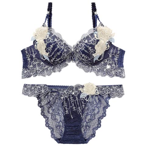 1/26新作!【明日花キララプロデュース/WhipBunny】Gorgeous Masquerade Bra&Shorts/ ゴージャスマスカレードブラ＆ショーツ(ロイヤルネイビー-B65/ショーツM)