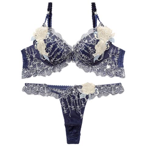 1/26新作!【明日花キララプロデュース/WhipBunny】Gorgeous Masquerade Bra&T-back/ ゴージャスマスカレードブラ＆Tバック(ロイヤルネイビー-B65/ショーツM)