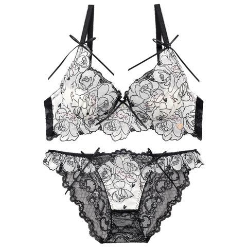 3/27新作!【明日花キララプロデュース/WhipBunny】Lady Rose Embroidery Bra&Shorts / レディローズエンブロイダリーブラ＆ショーツ(ローズノワール-B65/ショーツM)