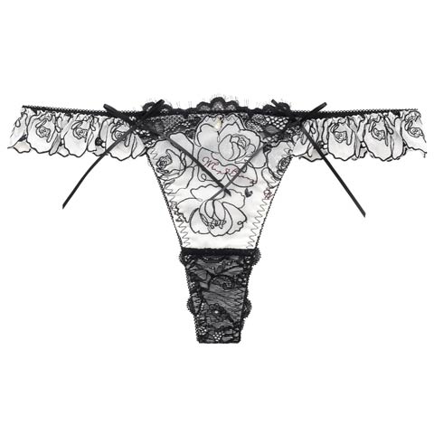 3/27新作!【明日花キララプロデュース/WhipBunny】Lady Rose Embroidery Shorts / レディローズエンブロイダリーショーツ(ローズノワール/Ｔバック-M)