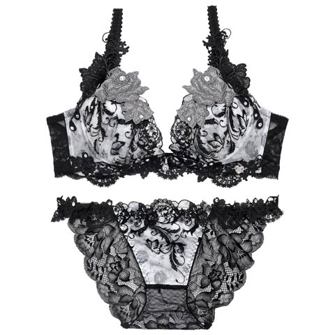 【明日花キララプロデュース/WhipBunny】Butterfly Rose Garden Bra&Shorts / バタフライローズガーデンブラ＆ショーツ(ブラックバタフライ-B65/ショーツM)