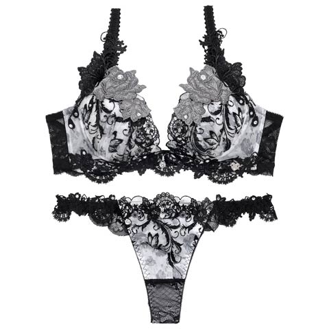 【明日花キララプロデュース/WhipBunny】Butterfly Rose Garden Bra&T-back / バタフライローズガーデンブラ＆Tバック(ブラックバタフライ-B65/ショーツM)
