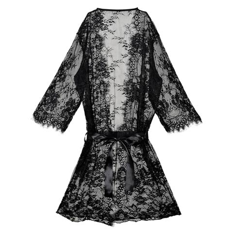 【serrano】Satin Sheer Lace Gown サテンシアーレースガウン(ブラック-フリー)
