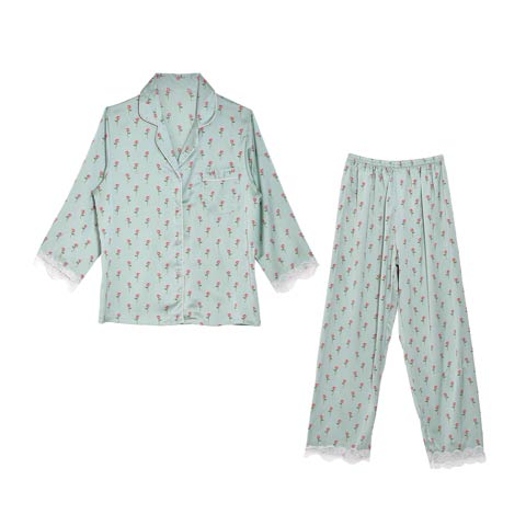 【明日花キララプロデュース/WhipBunny】Petit Rose Satin Pajamas プチローズサテンパジャマ(BLUE-M)