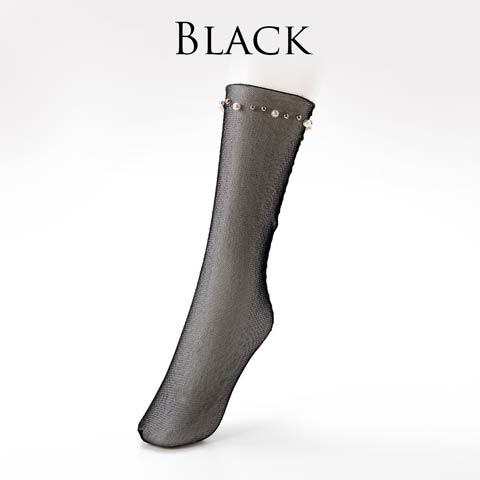 【明日花キララプロデュース/WhipBunny】Bijou See-through socks ビジュー付きシースルーソックス(BLACK-FREE)