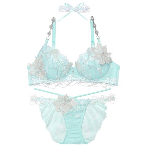 【明日花キララプロデュース/WhipBunny】オーロラジュエルマーメイドブラ＆ショーツ＆チョーカー［週替］[スーパーセール](マーメイドミント-B65/ショーツM)