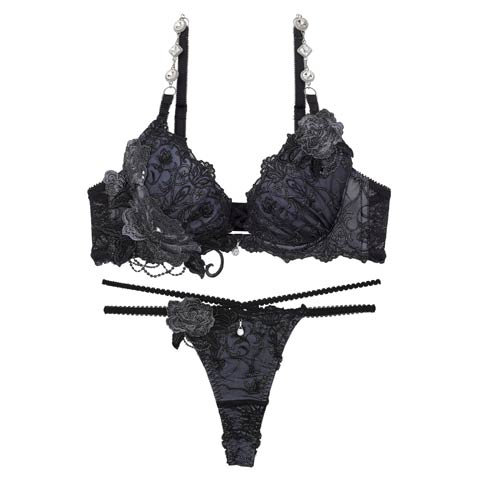 9/30再販!【明日花キララプロデュース/WhipBunny】Luxury Rose Lacy Bra&T-back  / ラグジュアリーローズレーシーブラ＆Tバック(ラグジュアリーブラック-B65/ショーツM)