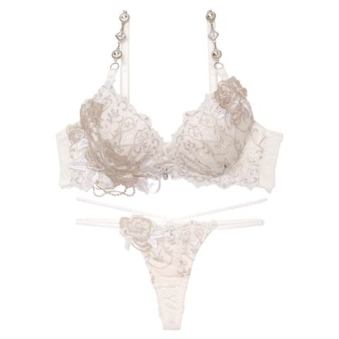 9/30再販!【明日花キララプロデュース/WhipBunny】Luxury Rose Lacy Bra&T-back  / ラグジュアリーローズレーシーブラ＆Tバック(ラグジュアリーホワイト-B65/ショーツM)