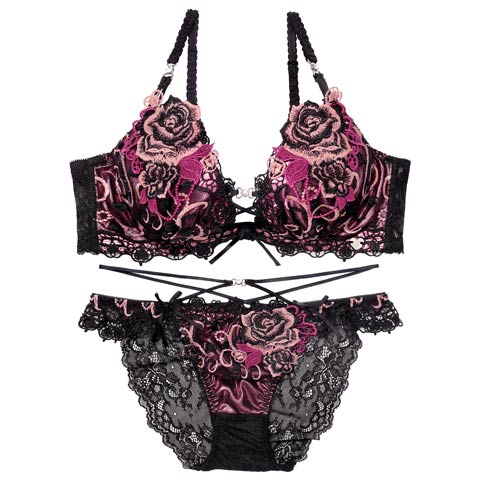 11/22再販!【明日花キララプロデュース/WhipBunny】Glitter Rose Tiara Bra&Shorts / グリッターローズティアラブラ＆ショーツ(シャインブラック-B65/ショーツM)