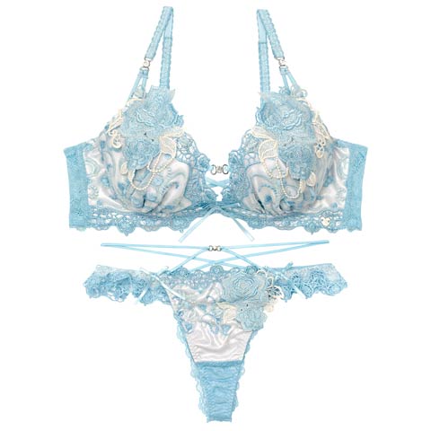 11/22再販!【明日花キララプロデュース/WhipBunny】Glitter Rose Tiara Bra&T-back / グリッターローズティアラブラ＆Tバック(シャインライトブルー-B65/ショーツM)