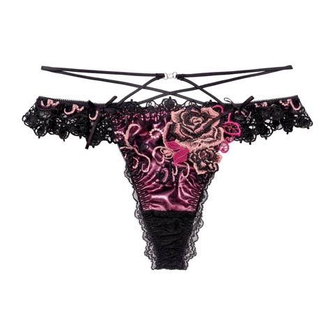 11/22再販!【明日花キララプロデュース/WhipBunny】Glitter Rose Tiara Shorts / グリッターローズティアラショーツ(シャインブラック/Tバック-M)