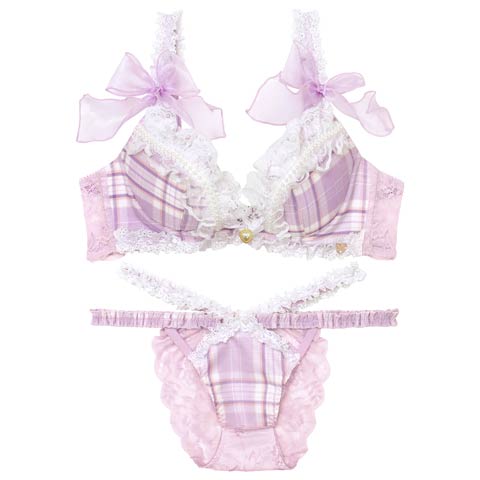 【明日花キララプロデュース/WhipBunny】Dolly Tartan Check Bra&Shorts /ドーリータータンチェックブラ＆ショーツ(ラベンダータータンチェック-B65/ショーツM)