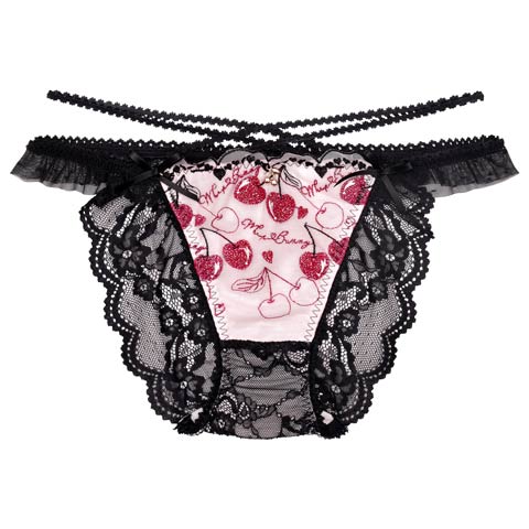 【明日花キララプロデュース/WhipBunny】Twinkle Cherry Frill Shorts /トゥインクルチェリーフリルショーツ(ブラックチェリー/フルバック-M)