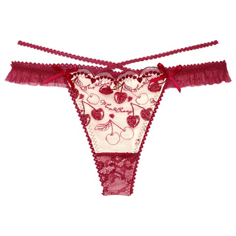 【明日花キララプロデュース/WhipBunny】Twinkle Cherry Frill Shorts /トゥインクルチェリーフリルショーツ(チェリーレッド/Tバック-M)