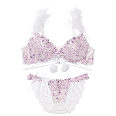 10/31新作!【明日花キララプロデュース/WhipBunny】Romance Glitter Heart Bra&Shorts / ロマンスグリッターハートブラ＆ショーツ(エンジェルホワイト-B65/ショーツM)