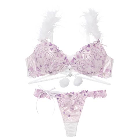 10/31新作!【明日花キララプロデュース/WhipBunny】Romance Glitter Heart Bra&T-back / ロマンスグリッターハートブラ＆Tバック(エンジェルホワイト-B65/ショーツM)