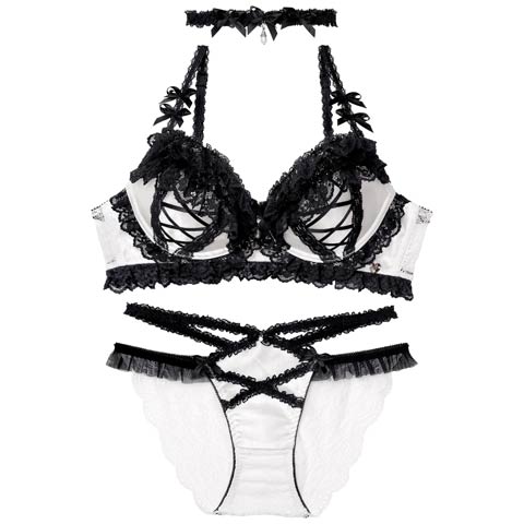 12/12新作!【明日花キララプロデュース/WhipBunny】Lolita Frill Lacy Bra&Shorts / ロリータフリルレーシィブラ＆ショーツ(レースアップフリル-B65/ショーツM)