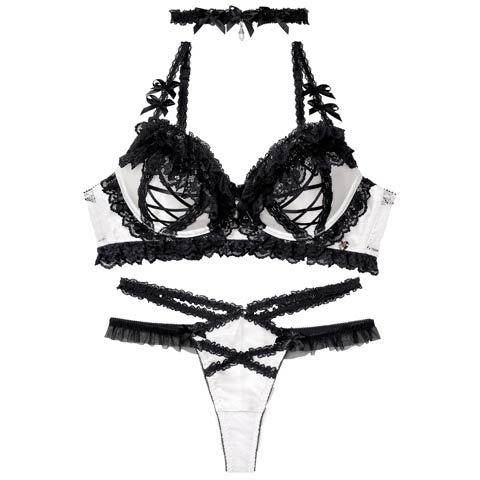 12/12新作!【明日花キララプロデュース/WhipBunny】Lolita Frill Lacy Bra&T-back / ロリータフリルレーシィブラ＆Tバック(レースアップフリル-B65/ショーツM)