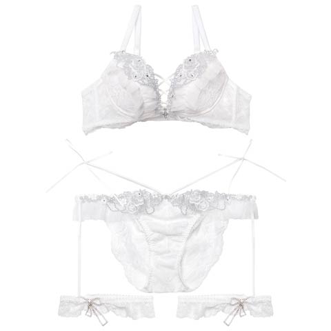 1/9新作!【明日花キララプロデュース/WhipBunny】Queen Rose Bijou Bra&Shorts/ クイーンローズビジューブラ＆ショーツ(ホワイトクリスタル-B65/ショーツM)