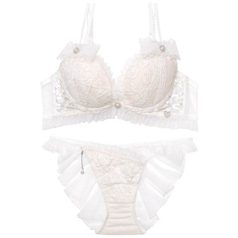 2/27新作!【明日花キララプロデュース/WhipBunny】Dot Ribbon Tulle Bra&Shorts / ドットリボンチュールブラ＆ショーツ(ホワイトリボン-B65/ショーツM)