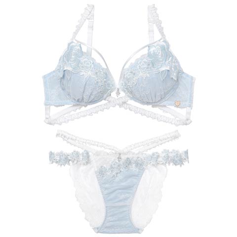 2/6新作!【明日花キララプロデュース/WhipBunny】Crystal Rose Frill Bra&Shorts / クリスタルローズフリルブラ＆ショーツ(クリスタルホワイト-B65/ショーツM)