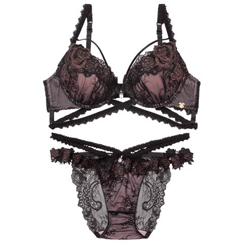 2/6新作!【明日花キララプロデュース/WhipBunny】Crystal Rose Frill Bra&Shorts / クリスタルローズフリルブラ＆ショーツ(クリスタルブラック-B65/ショーツM)