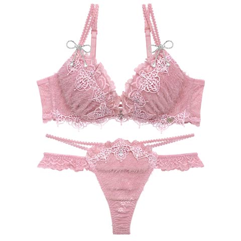 4/24新作!【明日花キララプロデュース/WhipBunny】Sweet Shaggy Knit Bra&T-back / スウィートシャギーニットブラ＆Tバック(ピンクシャギー-B65/ショーツM)