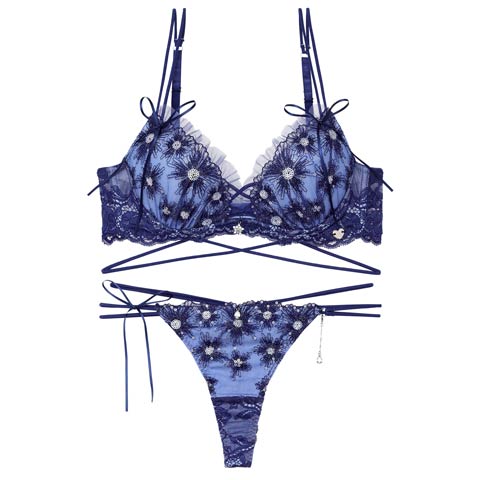 【明日花キララプロデュース/WhipBunny】Aurora Shine Sequin Bra&T-back / オーロラシャインスパンコールブラ＆Tバック(スパークルネイビー-B65/ショーツM)