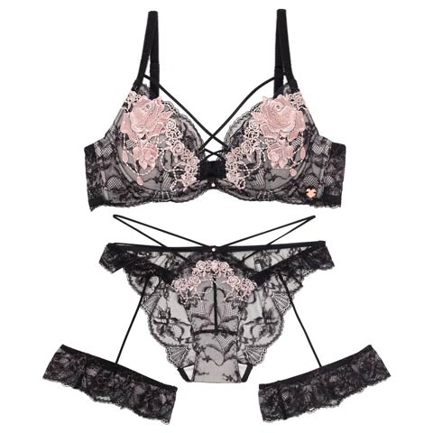 【明日花キララプロデュース/WhipBunny】Luxe Rose Gold Bra&Shorts / リュクスローズゴールドブラ＆ショーツ(ローズゴールドブラック-B65/ショーツM)