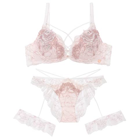 【明日花キララプロデュース/WhipBunny】Luxe Rose Gold Bra&Shorts / リュクスローズゴールドブラ＆ショーツ(ローズゴールドホワイト-B65/ショーツM)