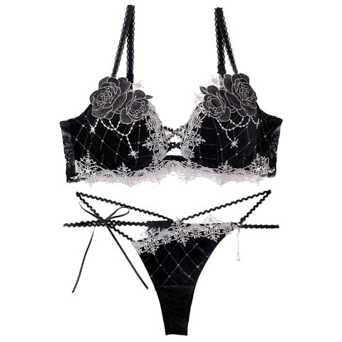 10/10新作!【明日花キララプロデュース/WhipBunny】Luxe Jewelry Velour Bra&T-back / リュクスジュエリーベロアブラ＆Tバック(オニキスバイオレット-B65/ショーツM)