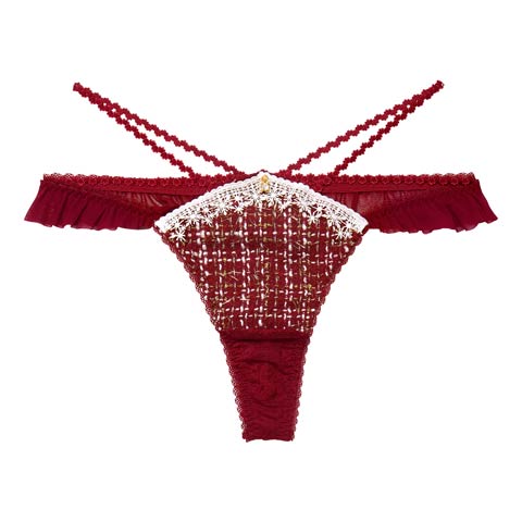 11/21新作!【明日花キララプロデュース/WhipBunny】Luxury Snow Tweed Shorts / ラグジュアリースノーツイードショーツ(カーディナルレッド/Tバック-M)