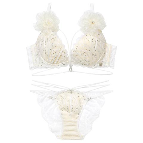 1/30新作!【明日花キララプロデュース/WhipBunny】Elegant Arch Corsage Bra&Shorts/ エレガントアーチコサージュブラ＆ショーツ(ホワイトマグノリア-B65/ショーツM)
