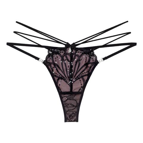 1/30新作!【明日花キララプロデュース/WhipBunny】Elegant Arch Corsage Shorts/ エレガントアーチコサージュショーツ(ブラックマグノリア/Tバック-M)