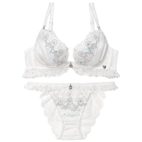 3/13新作!【明日花キララプロデュース/WhipBunny】Princess Lame Chiffon Bra&Shorts / プリンセスラメシフォンブラ＆ショーツ(ホワイトプリンセス-B65/ショーツM)