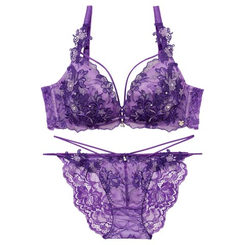 4/3新作!【明日花キララプロデュース/WhipBunny】Jewelry Bloom Lace Bra&Shorts / ジュエリーブルームレースブラ＆ショーツ(レーヴバイオレット-B65/ショーツM)