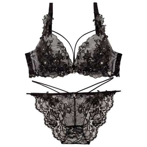 4/3新作!【明日花キララプロデュース/WhipBunny】Jewelry Bloom Lace Bra&Shorts / ジュエリーブルームレースブラ＆ショーツ(レーヴブラック-B65/ショーツM)